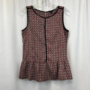 Ann Taylor Womens Multicolor Sleeveless Round Neck Side Zip Blouse Top Size 4